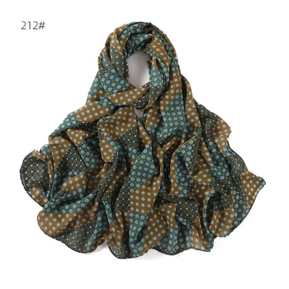 66 Colors Pearl Chiffon Printed Hijab Scarf New Fresh Small Floral Polka Dot Sunscreen Silk Scarf Shawl Turbans for Women Hijabs