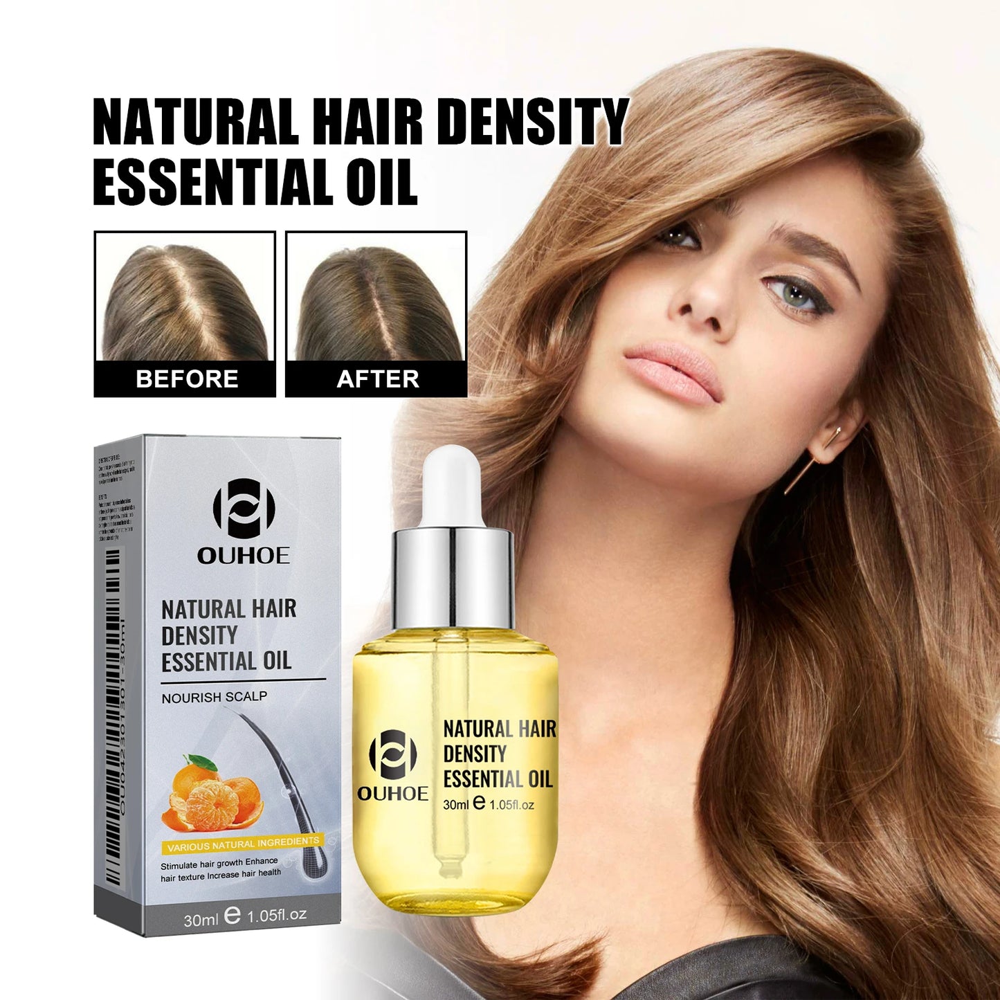 Ouhoe Hair Care Oil for Thinning Hair Scalp Treatment Serum to Strengthen Roots and Repair Damaged Hair 30ml Natural Formula