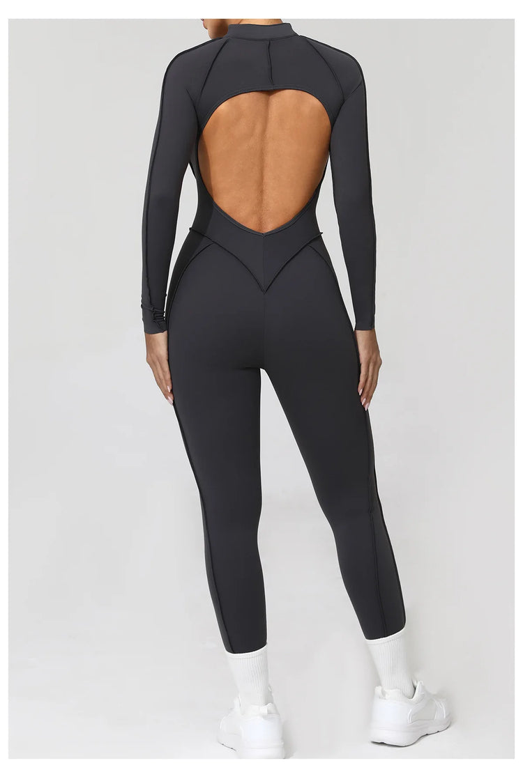 One Pieces Long Jumpsuits Sexy Womens Overalls Mono Streetwear Yellow Body Long Sleeves Woman Clothing Summer Gym Sportswear