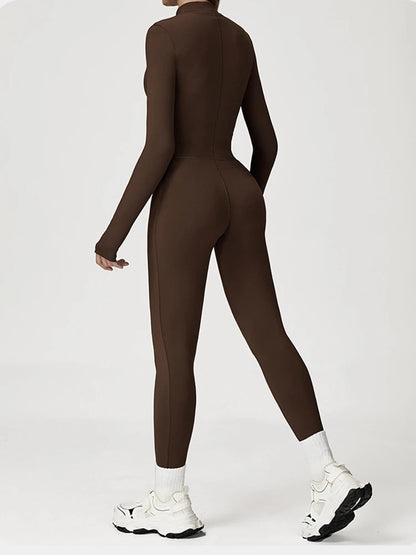 Warm Plush Sports Jumpsuits Skiing Kit Women's Tracksuit Winter One-Piece Fitness Overalls Long Sleeves Gym Exercise Bodysuit