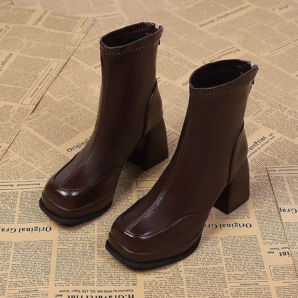 High Heels Women's Ankle Boots Designer Chunky Fashion Shoes 2025 New Winter Elegant Short Boots Dress Pumps Mujer Zapatillas