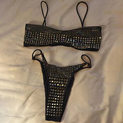2026 New Sexy Diamond Bikini Women Swimsuit Bandeau Biquini Push Up Swimwear Female Shiny Bathing Suits Bodysuit Beachwear