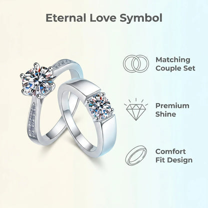 BJXMOSO Real Moissanite 925 Sterling Silver Couple Ring for Women Man Wedding Jewelry Engagement Imitation Diamond Fashion Gifts