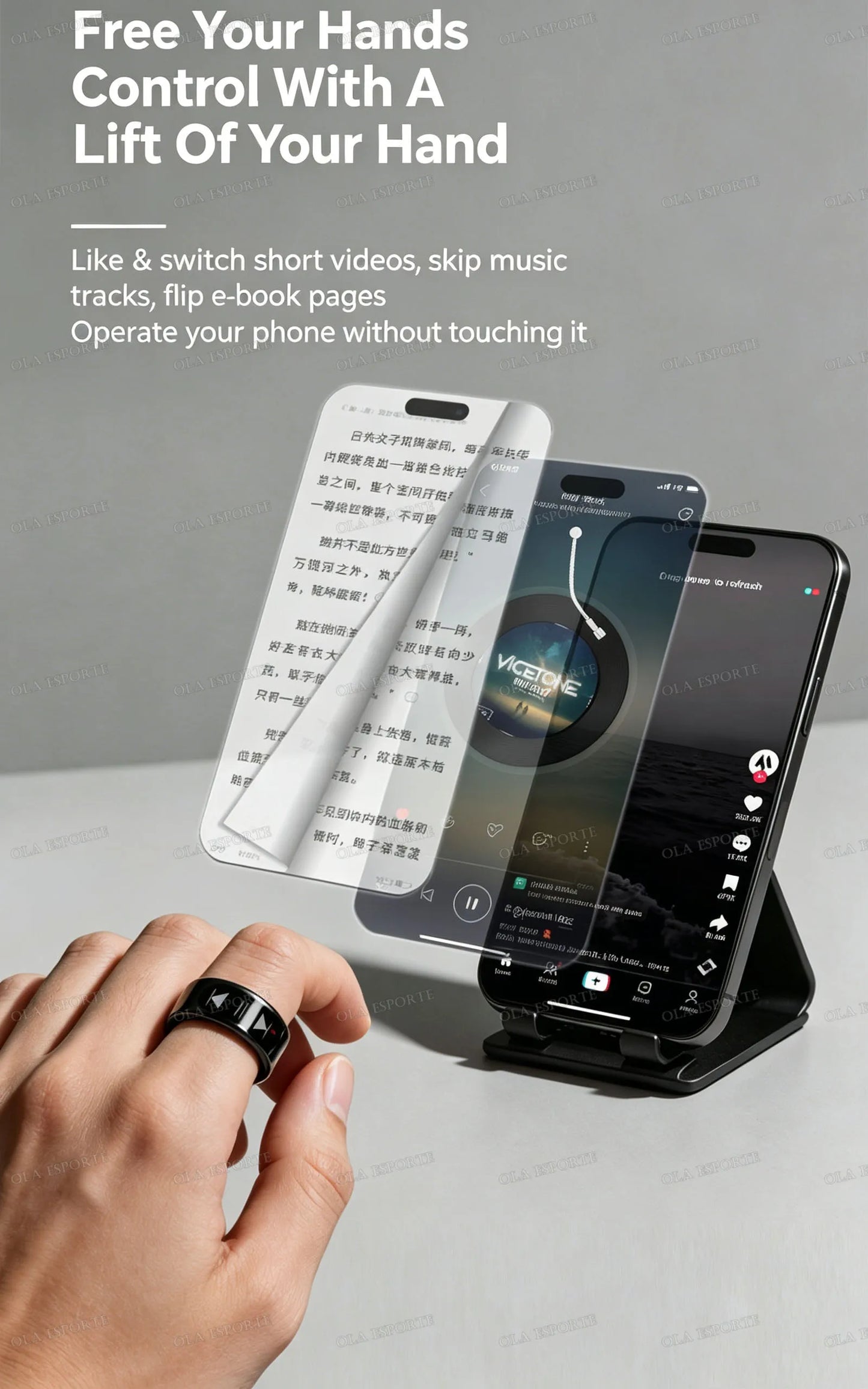 Smart Ring Video Controls,Sswipe up/down to turn pages,Music controls,Heart Rate Blood Oxygen Monitor,5ATM Waterproof Rings 2026