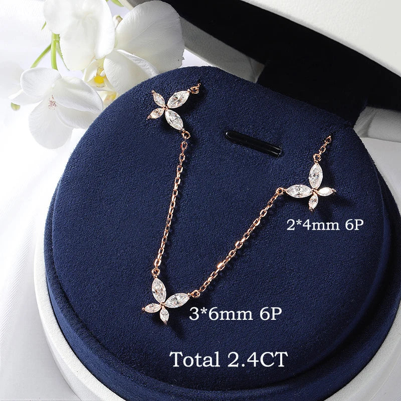 Smyoue 18K Plated Marquise Cut Moissanite Necklace Pendant for Women Girls Gift Lab Diamond Chain 925 Sterling Silver Jewelry