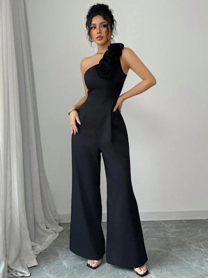 Elegant Women's Bodycon Jumpsuit, Sleeveless Backless Design, High Waist Ruched Detailing, Perfect for Parties & Events
