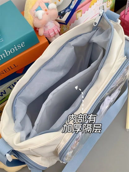 Trendy Transparent Simple Crossbody Bag for Girls Large Capacity School Shoulder Bag Comfortable and Versatile Texture Ita Bag