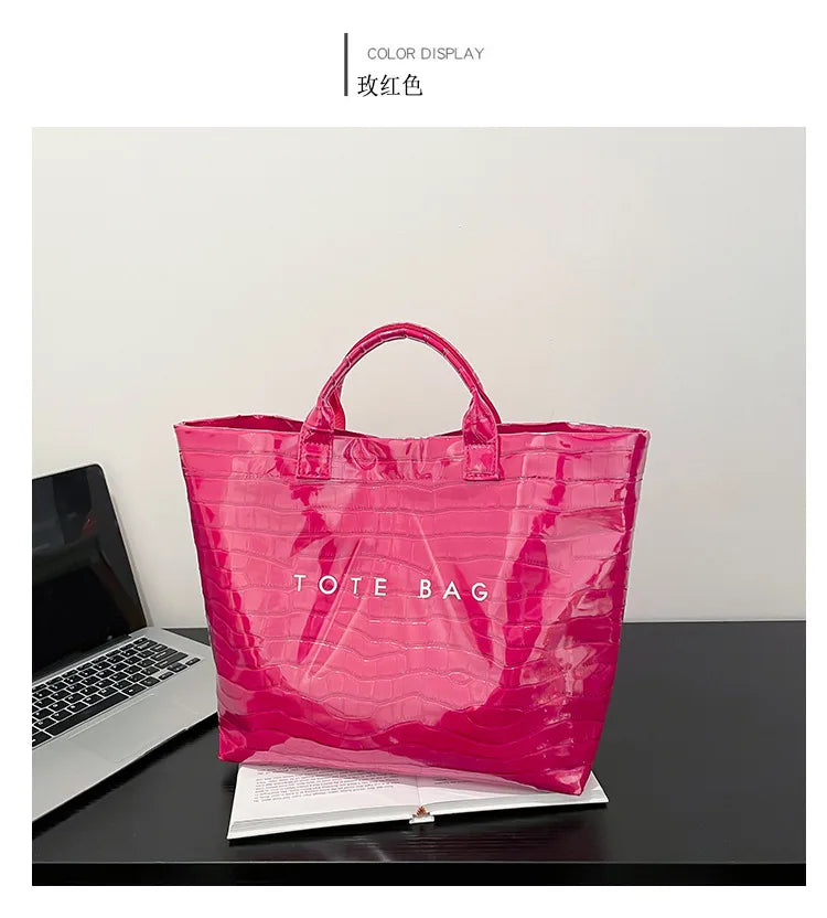 Crocodile Texture Tote Bag Pvc Kraft Paper Large Capacity Luxury Hobo Handbag Women Casual Shopping Letters Top Handle Hand Bags