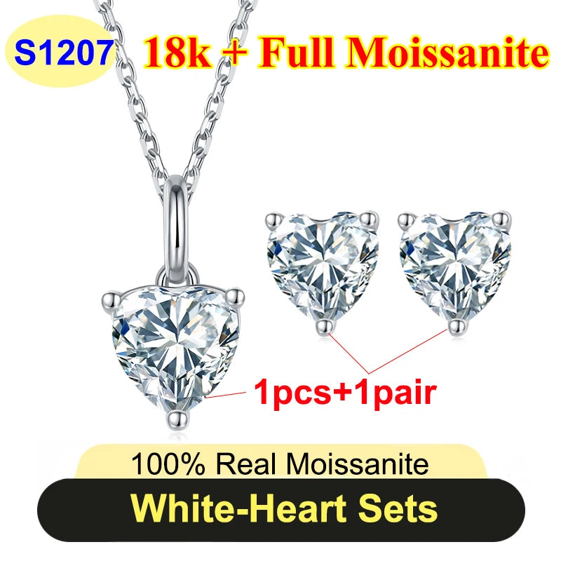 Full Shape 1-3ct Moissanite Women's Moissanite Jewelry Sets 925 Silver Plated 18k Gold D Color Necklace Earrings For Women Gift