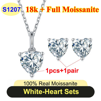 Full Shape 1-3ct Moissanite Women's Moissanite Jewelry Sets 925 Silver Plated 18k Gold D Color Necklace Earrings For Women Gift