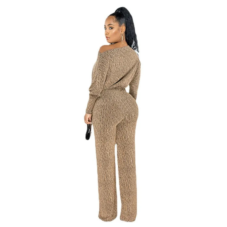 Jumpsuits Women 2022 Spring Long Sleeve High Waist Loose Belt Wide Leg Jumpsuit Elegant Office Ne Piece Outfit Party Overalls