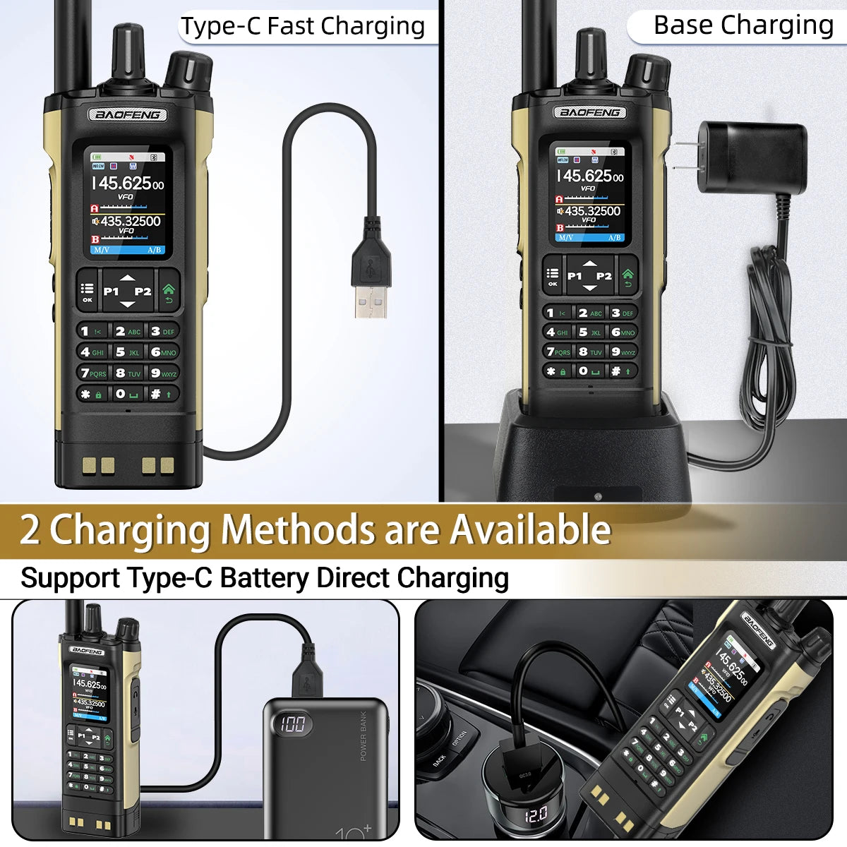 Baofeng UV-32 Walkie Talkie GPS 10W High Tri Power Bluetooth Wireless Programming UHF VHF Scrambler Type C Charge Two Way Radio