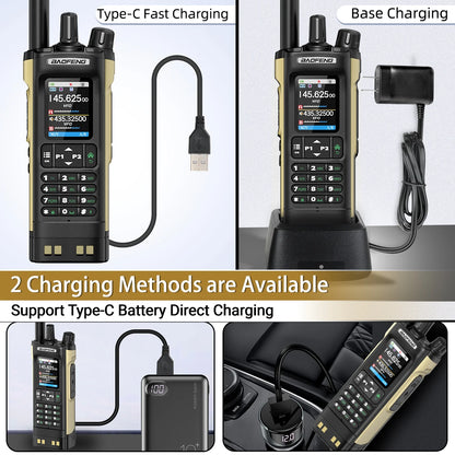 Baofeng UV-32 Walkie Talkie GPS 10W High Tri Power Bluetooth Wireless Programming UHF VHF Scrambler Type C Charge Two Way Radio