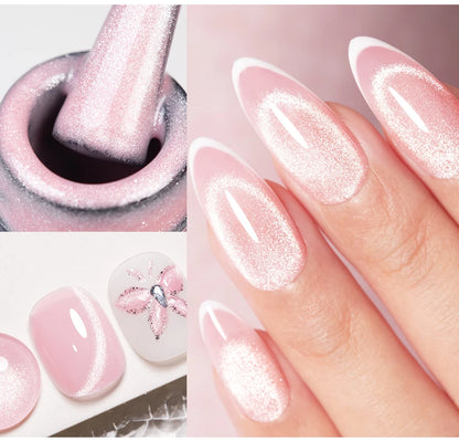 AWStorG 7.5ml Light Color Cat Eye Gel Nail Polish Pink Semi Permanent Glitter Magnetic Gel Soak Off UV LED Varnish Nail Art