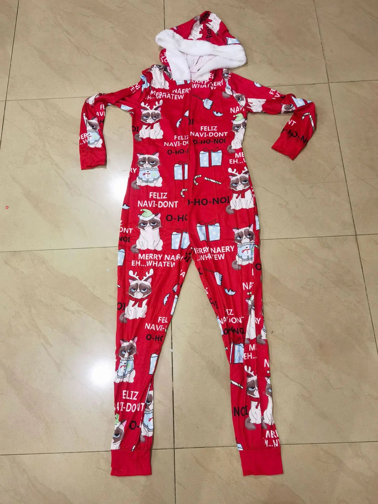 2024 Autumn Fashion Christmas New Women's jumpsuit Loose Elastic Elegant Stripe Fun Zipper Christmas Home Hoodie jumpsuit