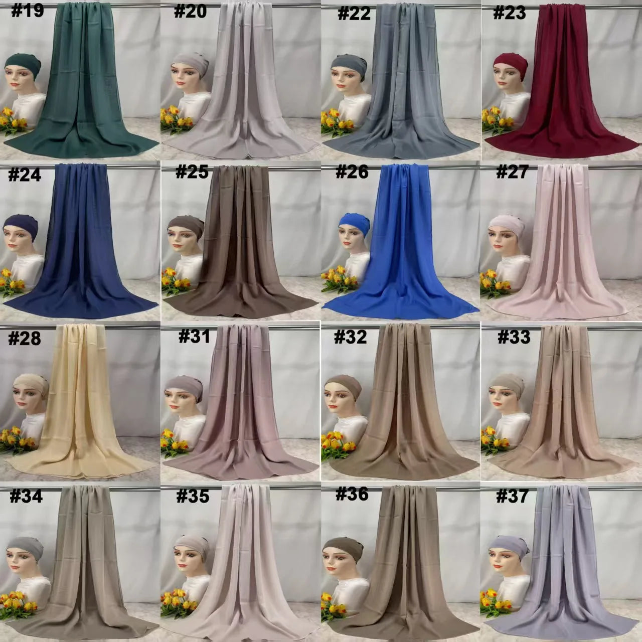 110colors Modal Hijab with Modal Undercap Set Basic Stretchy Pullover Headscarf Thin Breathable Sunscreen Head Wrap Hijabs Scarf