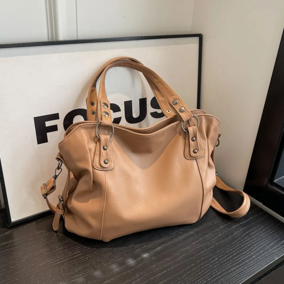 Women's Large Capacity Shoulder Casual Tote Bag Laptop Roomy Handbag Soft Leather Crossbody Business Black Big Bag A4 Sac A Main