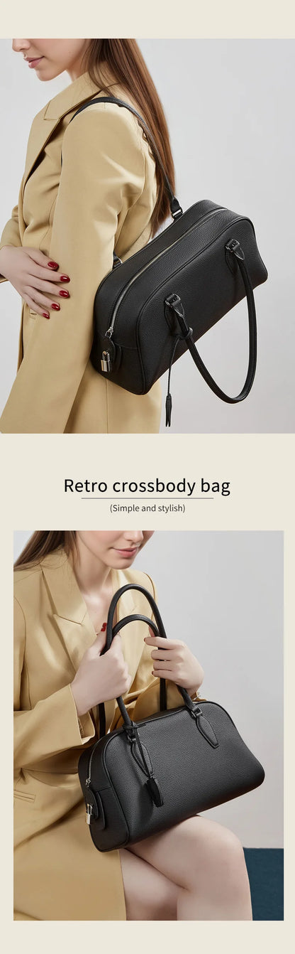 Women's Luxury Designer Handbags Genuine Leather Ladies Underarm Shoulder Bag New Fashion 2026 Cowhide Large Capacity Tote Bag
