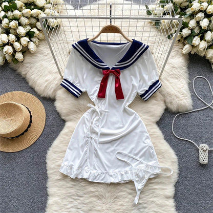 Cute Sweet Trend Cartoon Printed Jumpsuit Half High Collar Sleeveless Slim Fit Lingerie Bodycon Bodysuit Rompers Pajama Catsuits