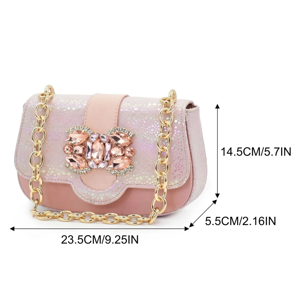 Nigerian Heel Party for Women Gold Color Shoes and Bag Set Rhinestone Handbag Italian Design Wedding Pumps Women Shoes Luxury