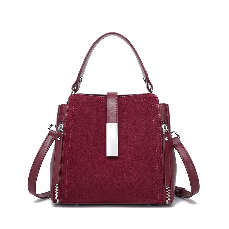 NEW Winter Women's Vintage Natural suede Leather Shoulder Bags Ladies Luxury Designer Cowhide Handbags Female Crossbody Bag