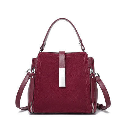 NEW Winter Women's Vintage Natural suede Leather Shoulder Bags Ladies Luxury Designer Cowhide Handbags Female Crossbody Bag