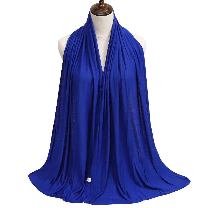Womens Muslim Ramadan Fashion Modal Cotton Jersey Hijab Womens High Quality Solid Color Soft Hijab Long African Scarf