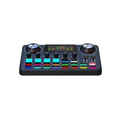 F668 Audio Mixer, Live Sound Card with DJ Mixer Effects & Voice Changer, Sound Board with RGB, Music Recording Equipment