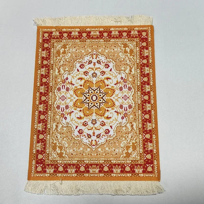 Woven flower Persian carpet small coaster wholesale merchants cheap mouse pad desk mat retro style rubber non-slip computer mats