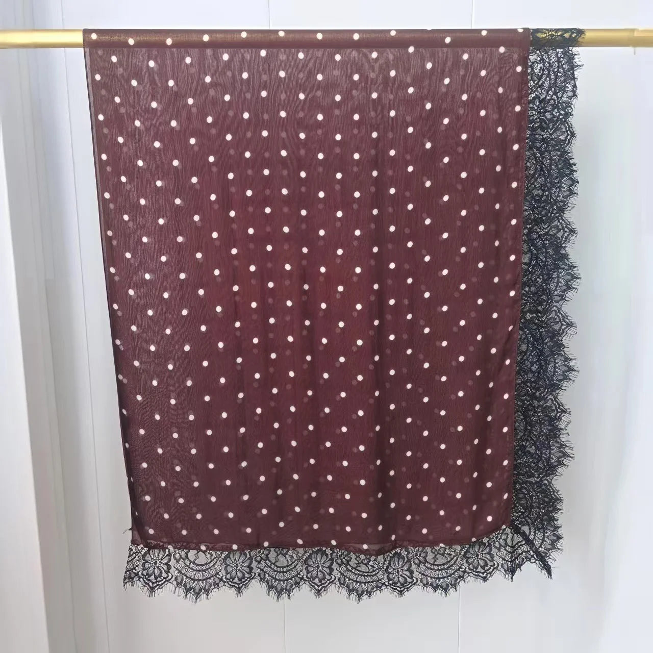 New Lace Modal Hijab Double Sided Polka Dot Print Hijabs for Women Muslim Fashion Turban Head Scarf Headwraps for Women Ramadan