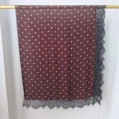 New Lace Modal Hijab Double Sided Polka Dot Print Hijabs for Women Muslim Fashion Turban Head Scarf Headwraps for Women Ramadan
