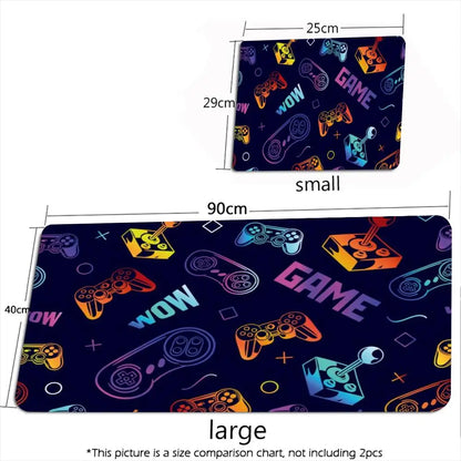 Extra Large XXL Full Desk Mouse Pad, Neon Rainbow Game Controller Gamer for PC Laptop E-sports Gamers Office Home Decor