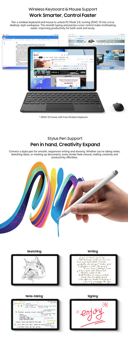 Blackview Zeno 10 5G AI Tablet 11-inch FHD+ 90Hz Display Widevine L1 UNISOC Tiger T8200 8800mAh Quad Speakers Android 15 Pad PC