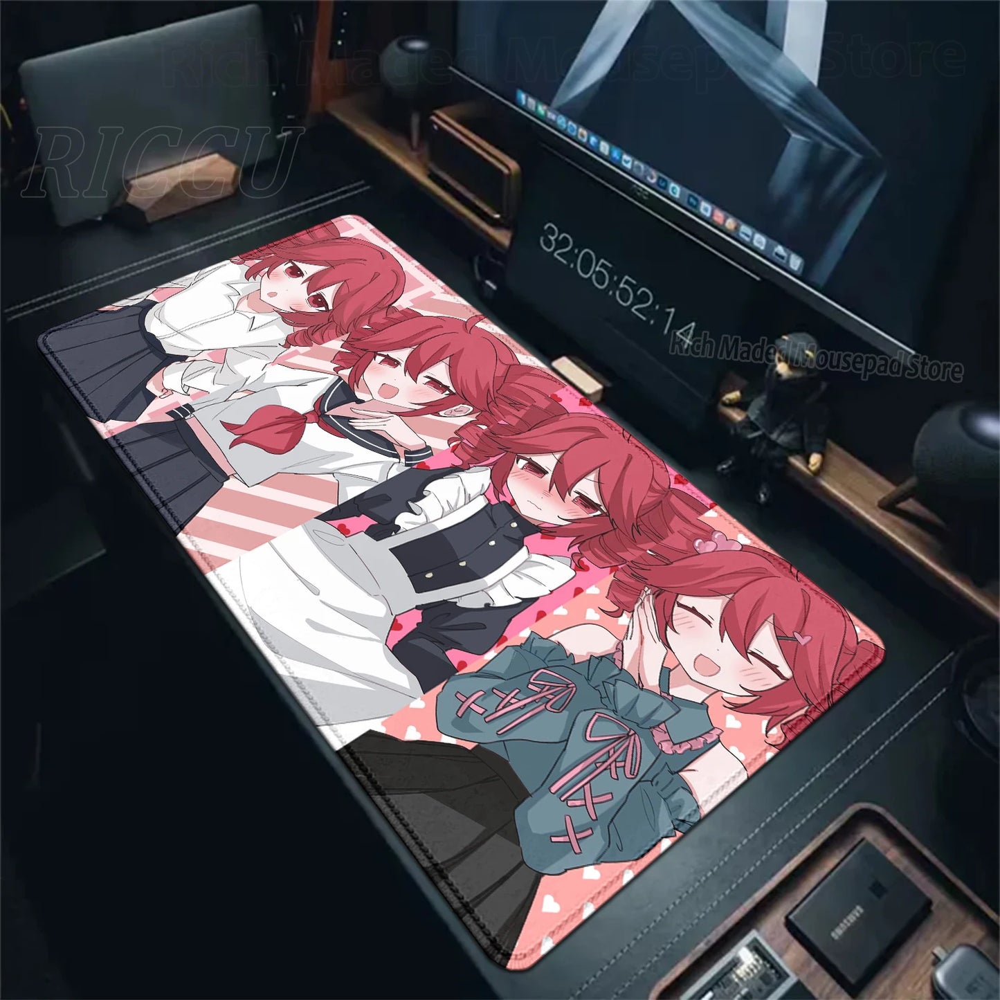 Cute Anime Girl K-Kasane Teto Mousepad Large Gaming Mouse Pad LockEdge Computer Keyboard Desk Mat PC Cabinet Tablepad XXL Mats