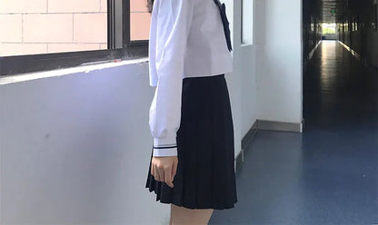 JK Uniform Full Set Basic Spring Shore Gold Two Long-sleeved Japanese Soft Girl Student College Style Sailor Suit