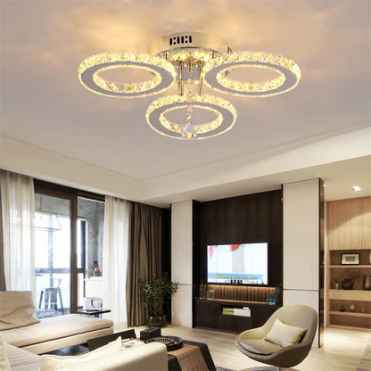 Modern Pendant Light Led Crystal Ring Ceiling Lamp Living Dining Room Chandelier Lustre Bedroom Luxury Home Decor Fixture Lumina