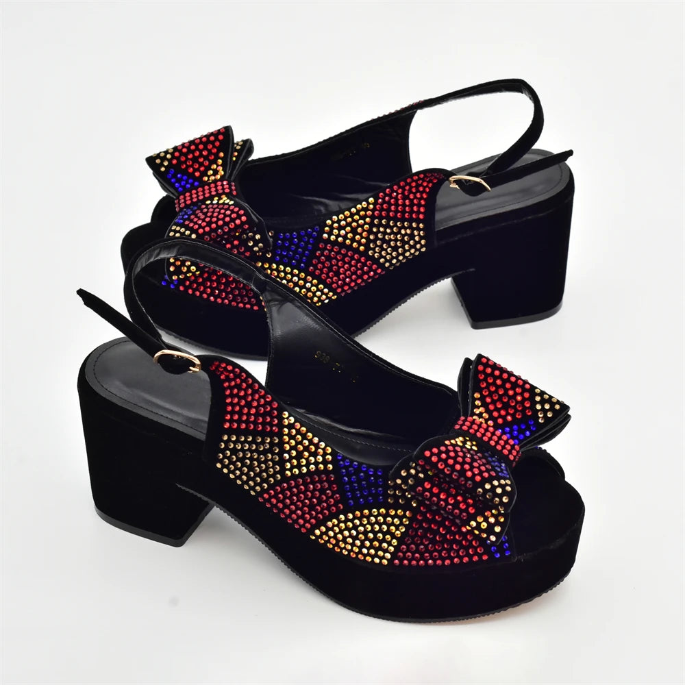 Lastest Italian Design Fashion Style Ladies Shoe with Matching Bag Set 2024 Nigerian Shoes and Bag Set Wedding Shoes Bride