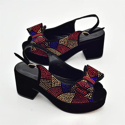 Lastest Italian Design Fashion Style Ladies Shoe with Matching Bag Set 2024 Nigerian Shoes and Bag Set Wedding Shoes Bride