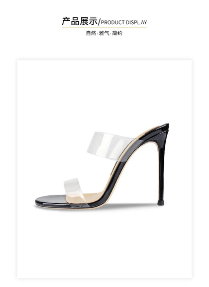 Luxury Women's Shoes Women's Sandals Summer New Open Toe Transparent PVC High Heels Shoes Ladies Fashion Elegant Sexy Pumps 8cm