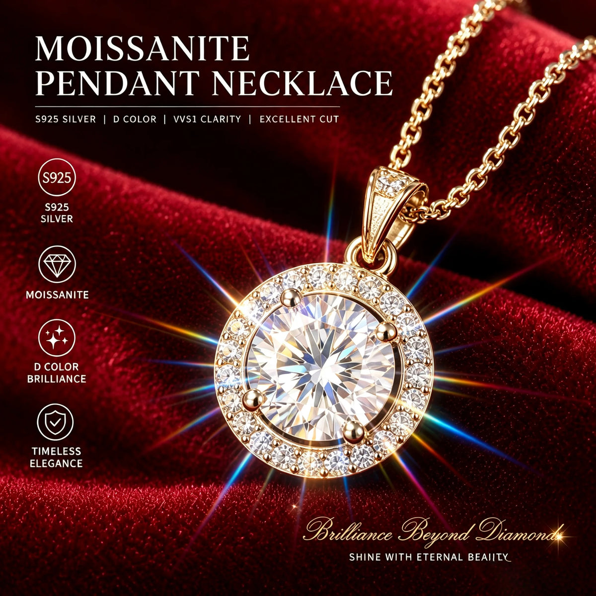 Luxury 1 Carat Moissanite Necklace Pendant D Color VVS1 S925 Sterling Silver Chain Women Engagement Wedding Jewelry With GRA