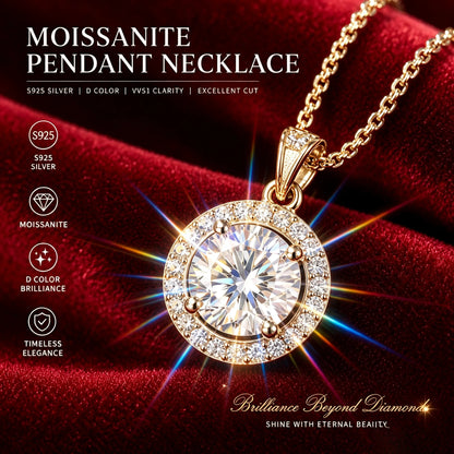 18K Gold Plated 1.0ct VVS1 D Color With Certificate Moissanite Necklace S925 Sterling Sliver Fine Jewelry for Woman Jewelry Gift