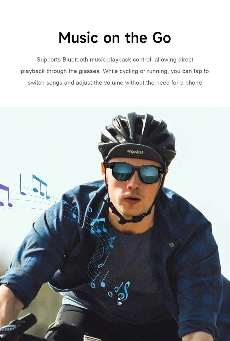 Lenovo Smart AI Glasses 800W Pixels HD Color Changing Chat Translate Camera Bluetooth Call Voice Assistant Music Control Glasses