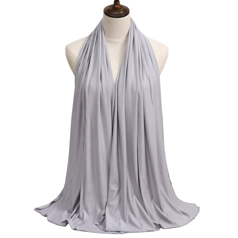 Womens Muslim Ramadan Fashion Modal Cotton Jersey Hijab Womens High Quality Solid Color Soft Hijab Long African Scarf