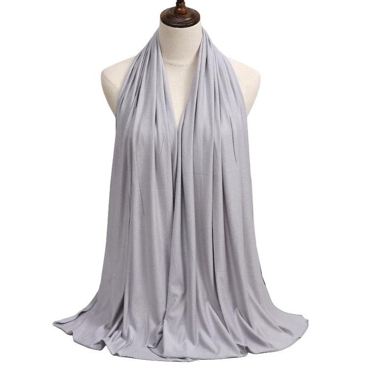 Womens Muslim Ramadan Fashion Modal Cotton Jersey Hijab Womens High Quality Solid Color Soft Hijab Long African Scarf