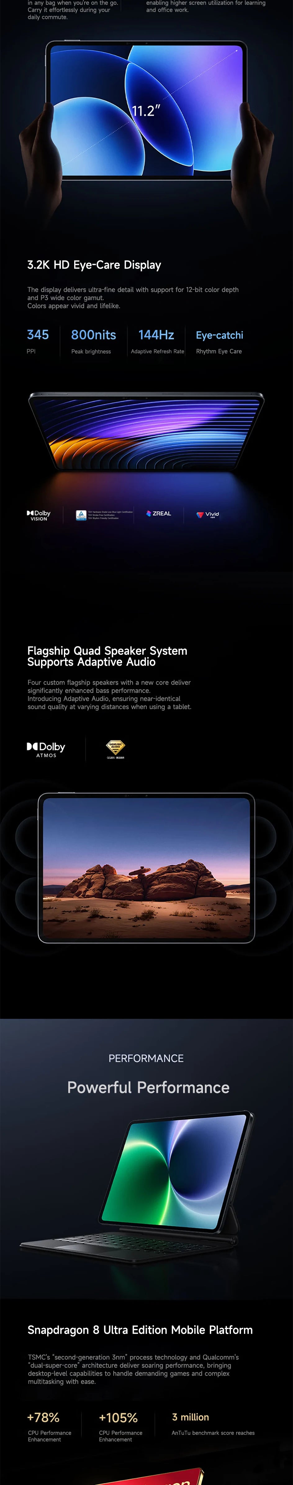 Xiaomi Pad 8 Pro 2025 11.2-inch 3.2K display Snapdragon 8 Ultra Edition  Xiaomi HyperOS 3 144Hz  9200mAh battery Tablet