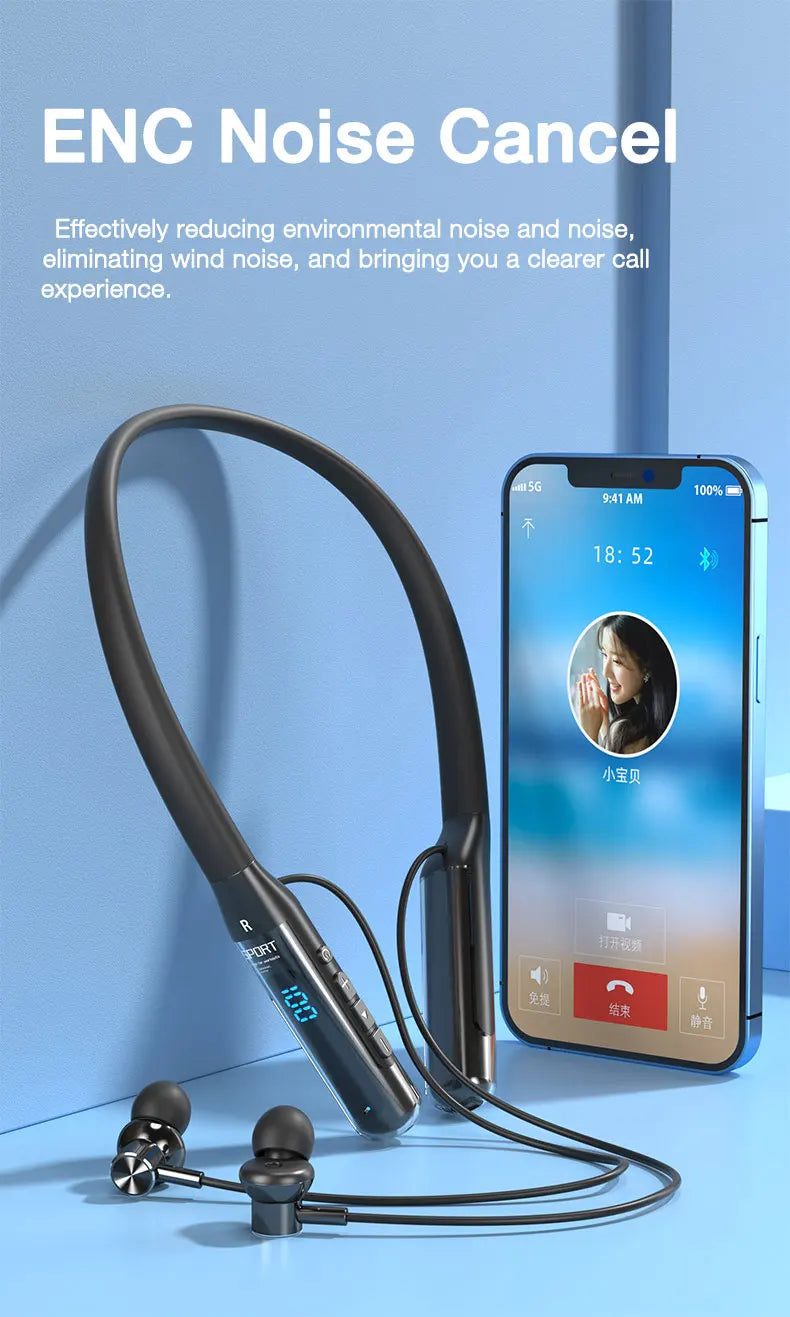 EARDECO 80 Hours Playback Bluetooth Headphone Neckband Wireless Headphones Bass Bluetooth Earphone with Mic Sport Stereo