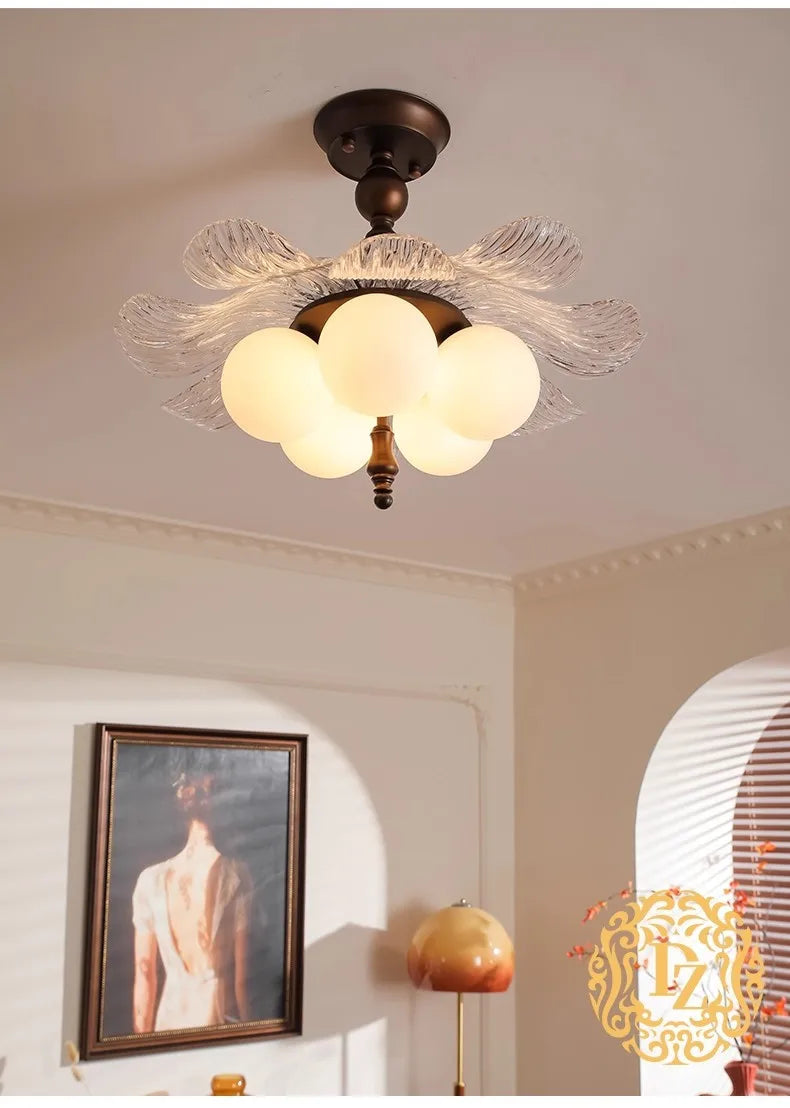 French Ceiling Lamp American Retro Bedroom Chandelier Lights Study Room Master Bedroom Lamp Suspension Luminaire