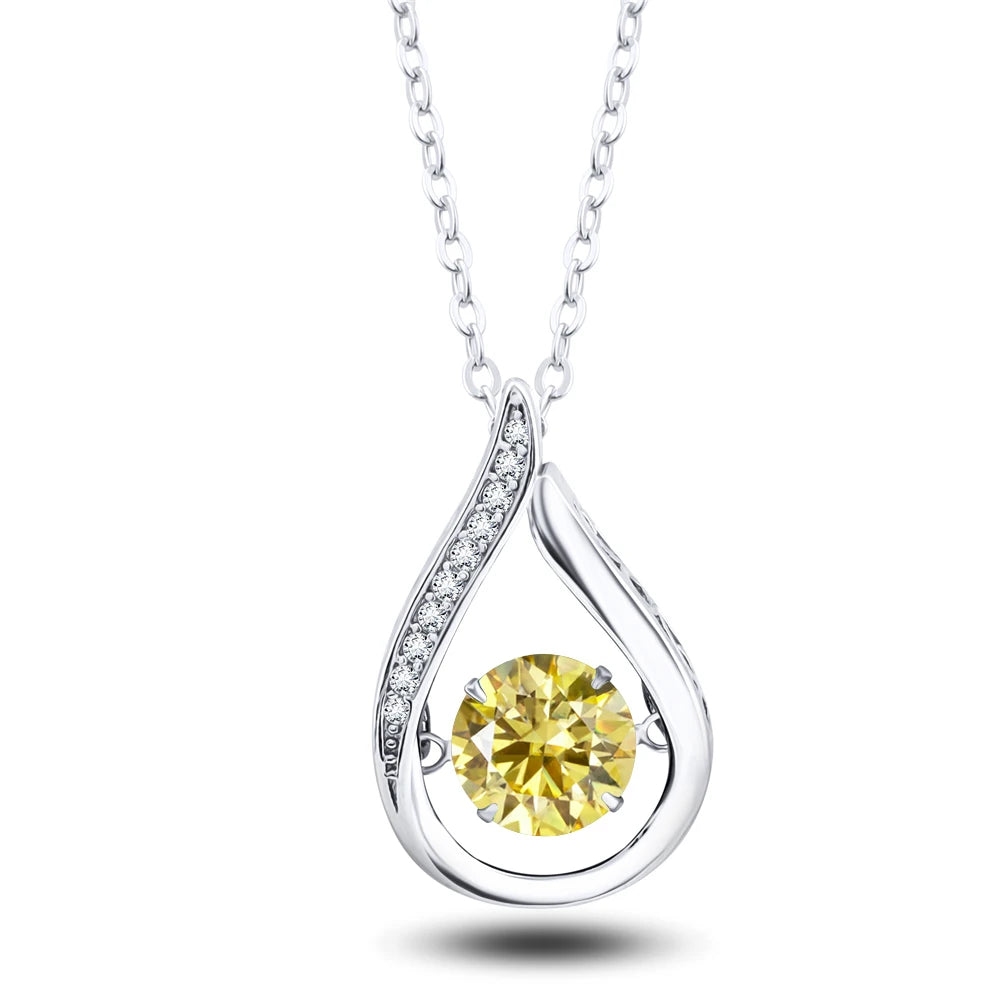 VVS1 D Color Moissanite Necklace For Women Fine Jewelry with GRA 925 Sterling Sliver Chain Plated 18k White Gold