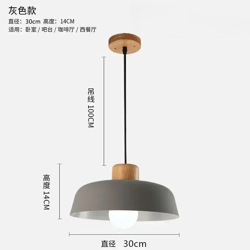 Nordic Wood Aluminum Pendant Lights Modern Hanging Lamps Kitchen Living Room Chandelier Lighting E27 LED Loft Lampara De Techo