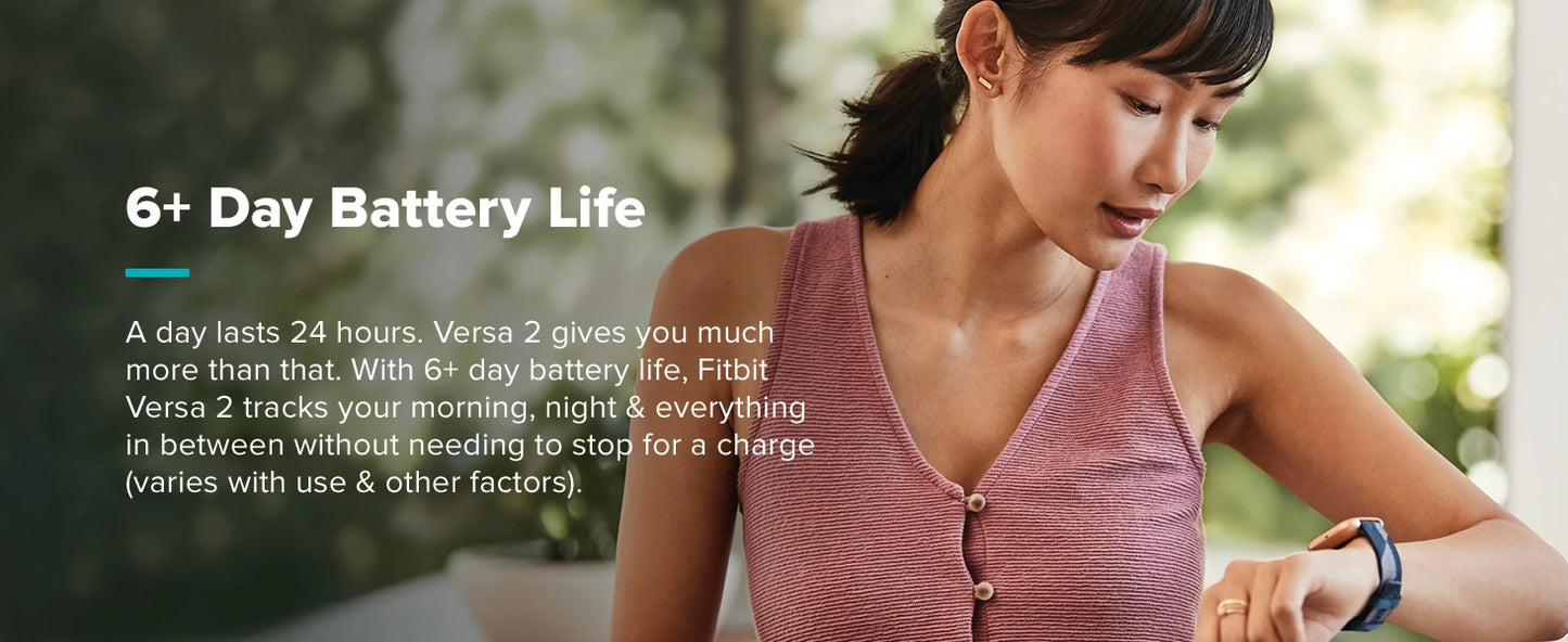 Fitbit Versa 2 Health and Fitness Smartwatch with Heart Rate, Music, Alexa Built-In, Sleep and Swim Tracking, Black/Carbon